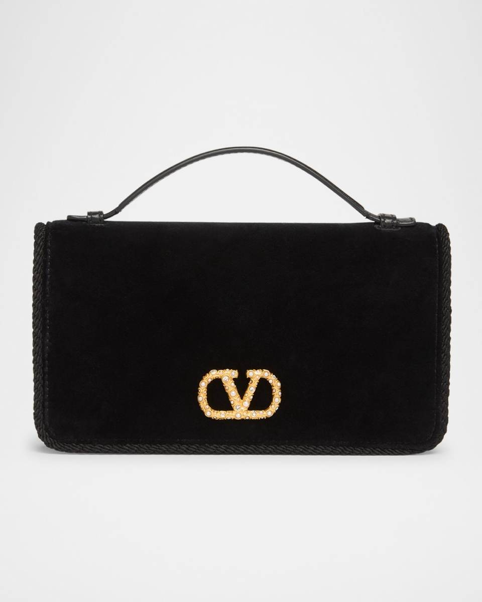 VLOGO Signature Suede Wallet with Chain Strap